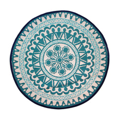 Moroccan Souk Blue Round Outdoor Rug