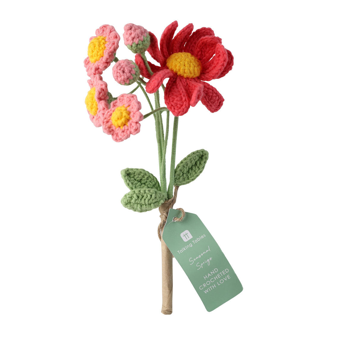 Pink Daisy Crochet Sprigs - 18cm - 2 Pack