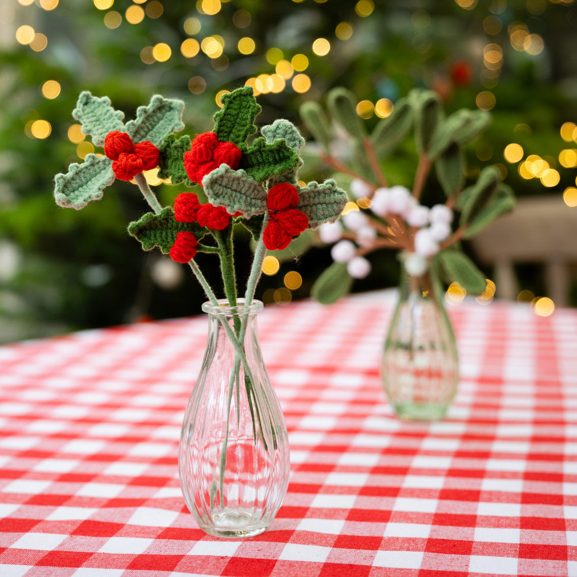 Holly Christmas Crochet Sprigs - 3 Pack