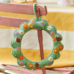 Floral Felt Hanging Wreath - 22cm