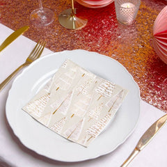 Gold Christmas Tree Paper Napkins - 20 Pack