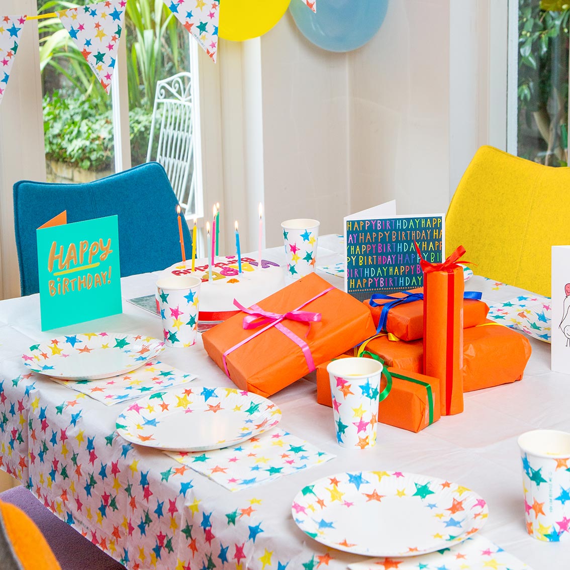 Birthday Brights Rainbow Star Cups - 8 Pack