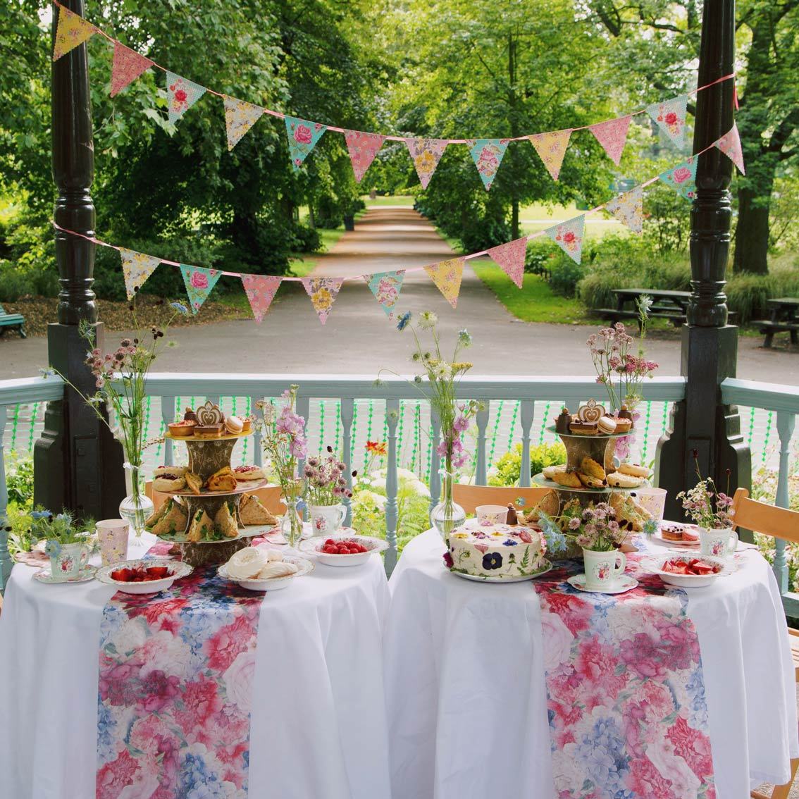 Floral Paper Bunting Banner