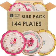 Bulk Pack of 144 Floral Paper Plates - 3 Designs