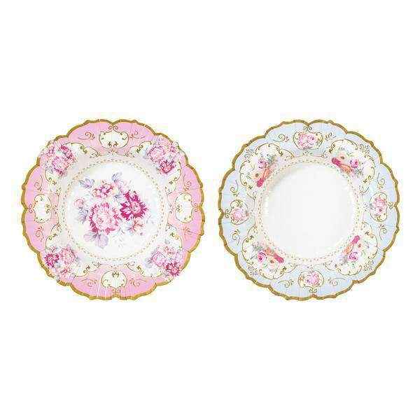 Pink & Blue Floral Paper Serving Bowls - 12 pack