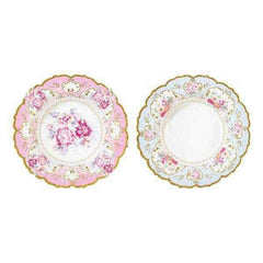 Pink & Blue Floral Paper Serving Bowls - 12 pack