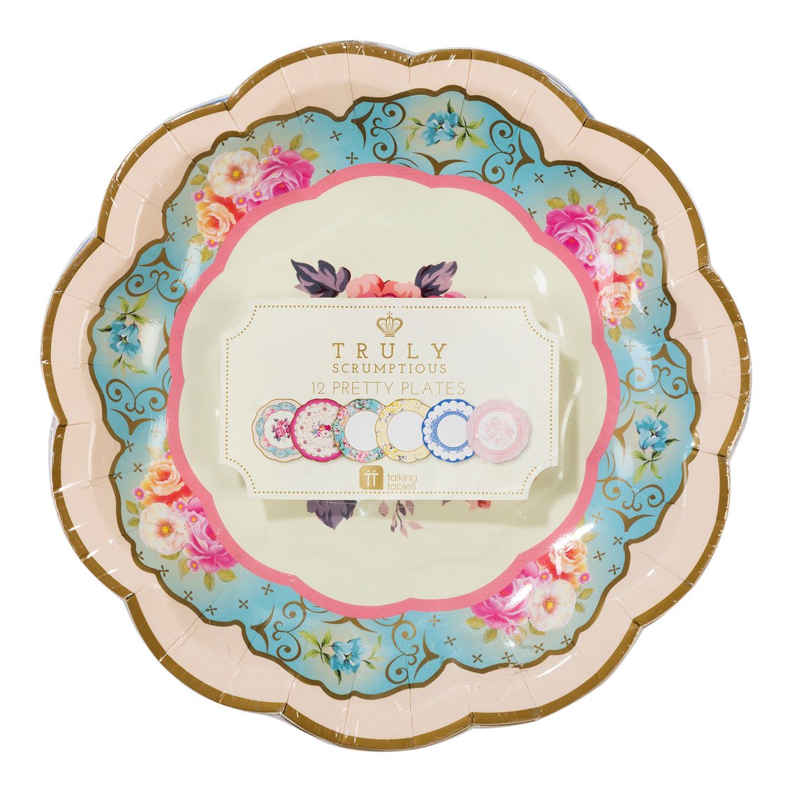 Multicoloured Floral Paper Plates - 12 pack