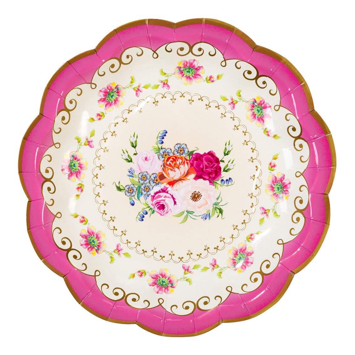 Multicoloured Floral Paper Plates - 12 pack