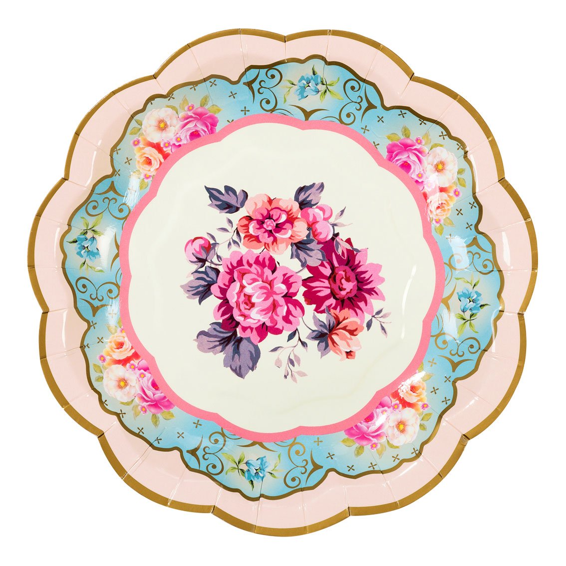 Multicoloured Floral Paper Plates - 12 pack