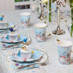 Blue Alice in Wonderland Recyclable Paper Cups - 8 Pack