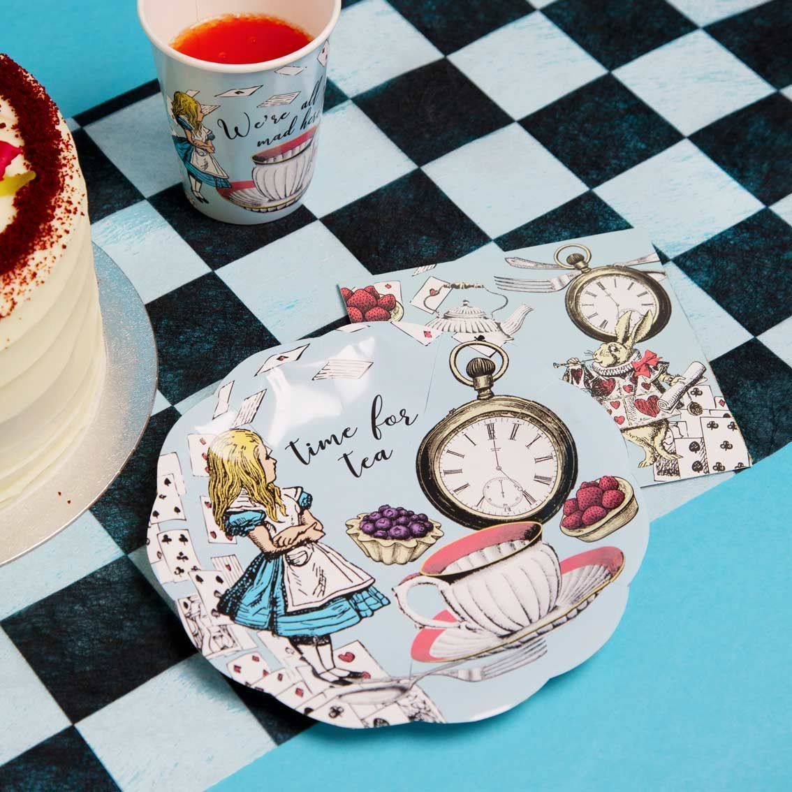 Blue Alice in Wonderland Recyclable Paper Cups - 8 Pack