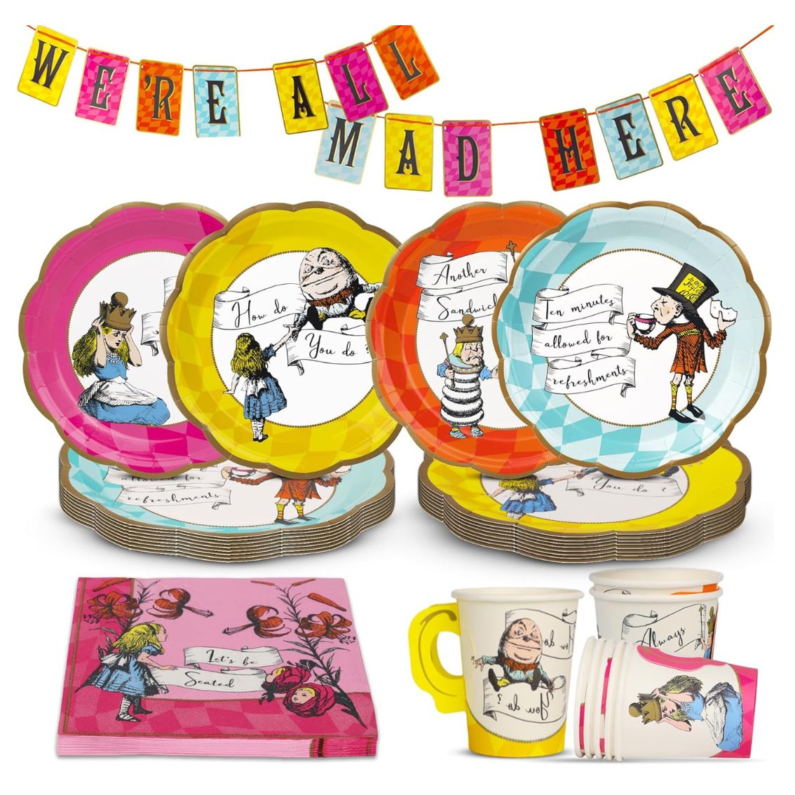 Bright Alice in Wonderland Party Pack - 16 Pack