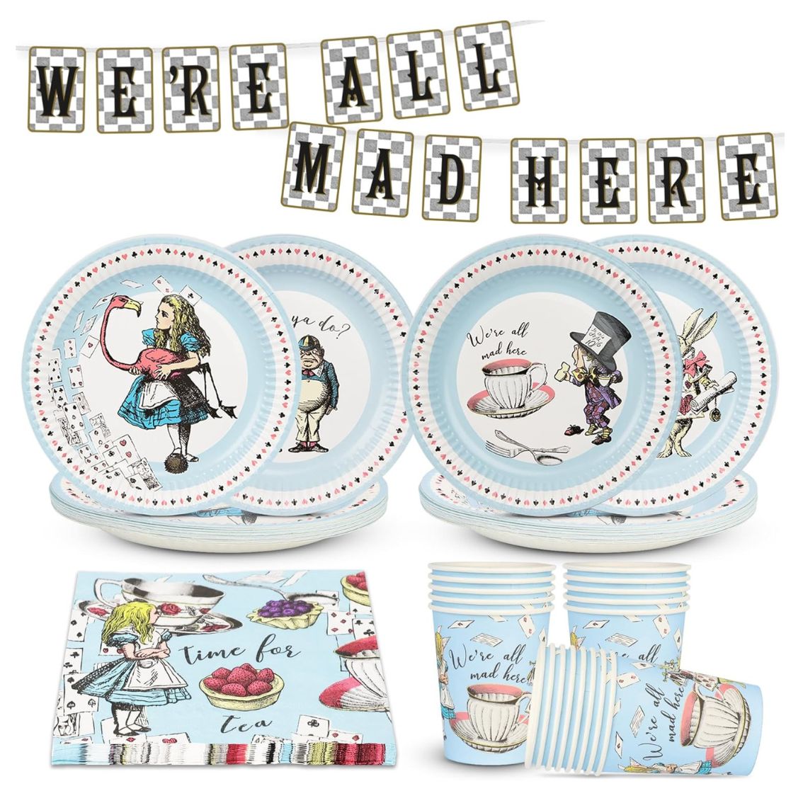 Blue Alice in Wonderland Party Pack - 16 Pack