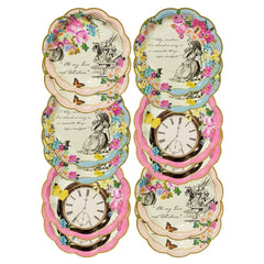 Bulk Pack of 144 Alice In Wonderland Paper Plates - 3 Designs