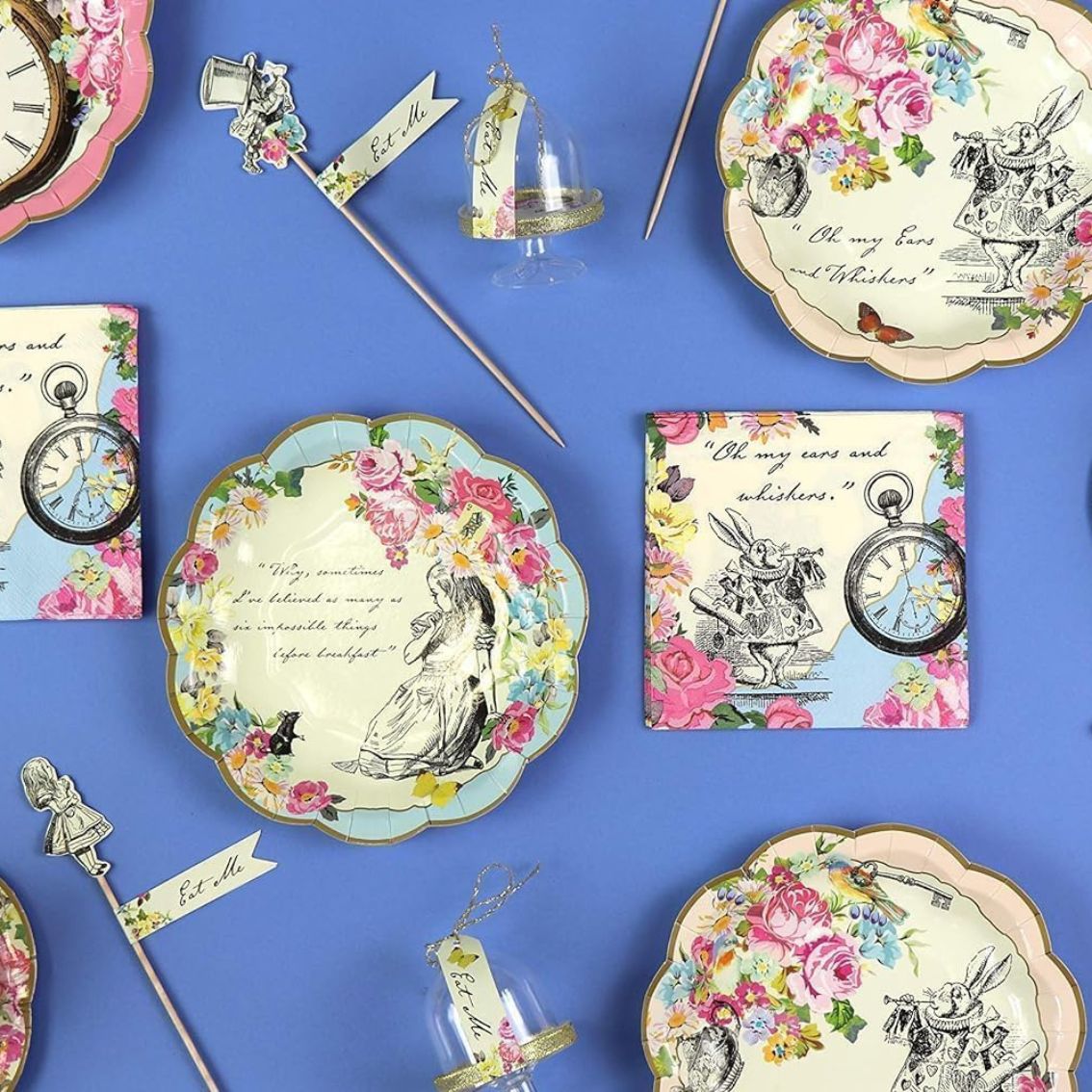 Bulk Pack of 144 Alice In Wonderland Paper Plates - 3 Designs