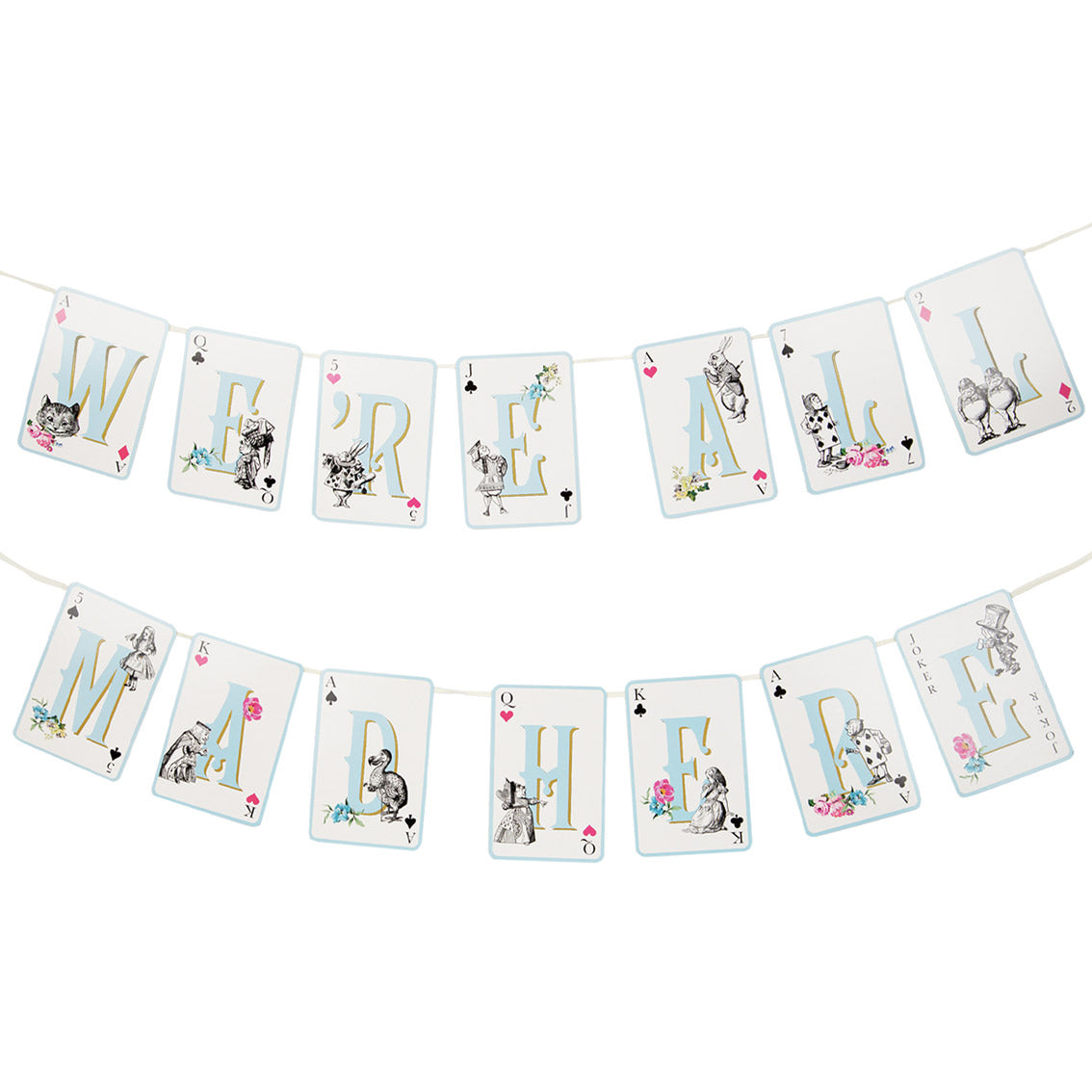 Alice in Wonderland 'We're All Mad Here' Paper Bunting Banner - 3m