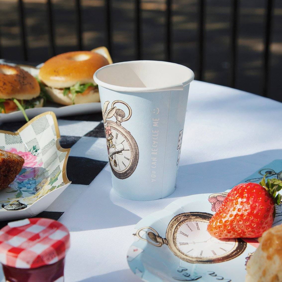 Blue Alice in Wonderland Recyclable Paper Cups - 8 Pack