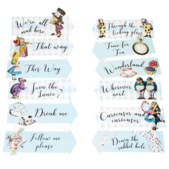 Alice In Wonderland Signs - 12 Pack