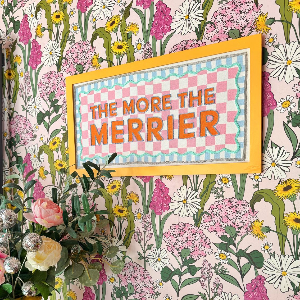 Orange Fabric 'The More the Merrier' Framed Sign - 62cm