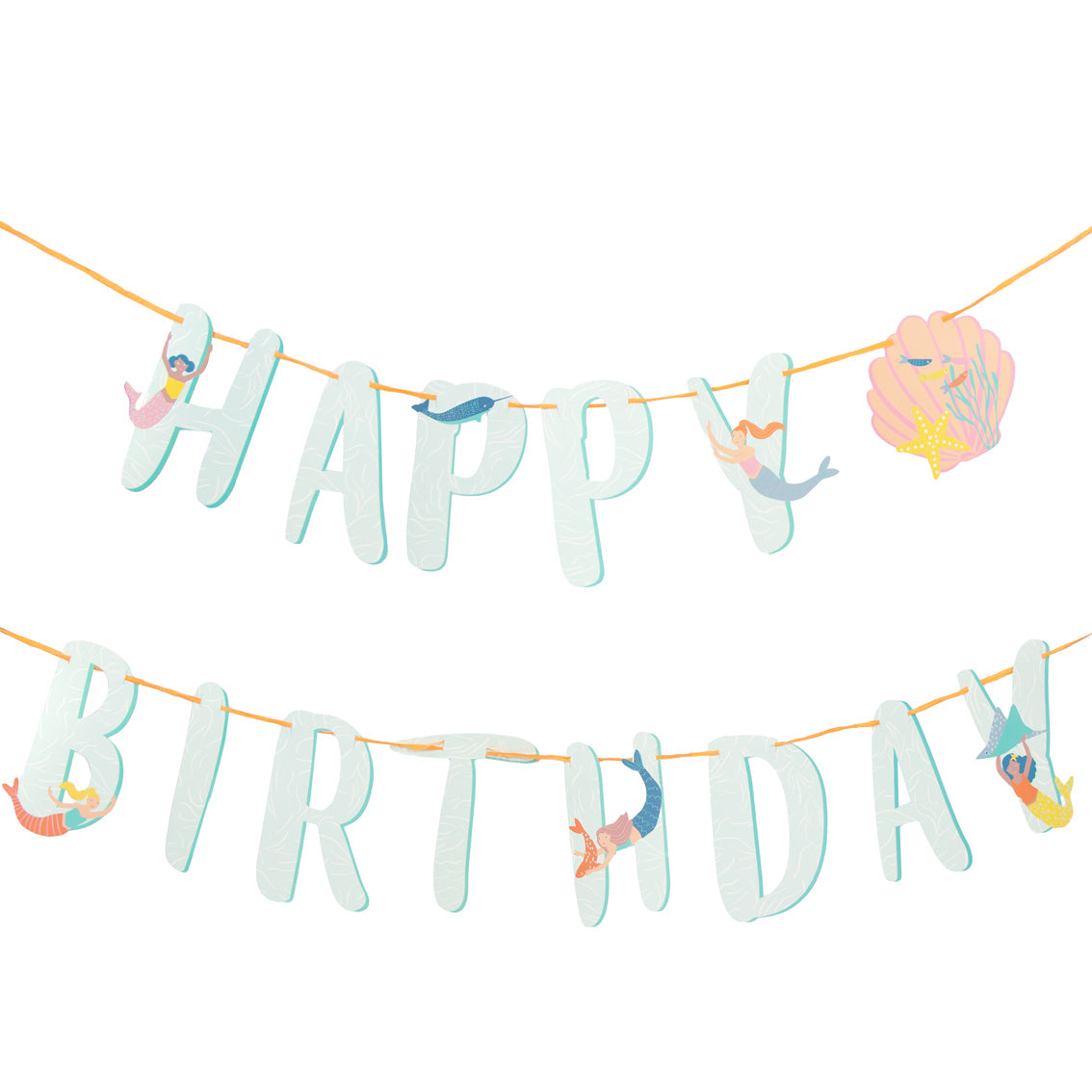 Mermaid Happy Birthday Paper Garland Banner - 3m