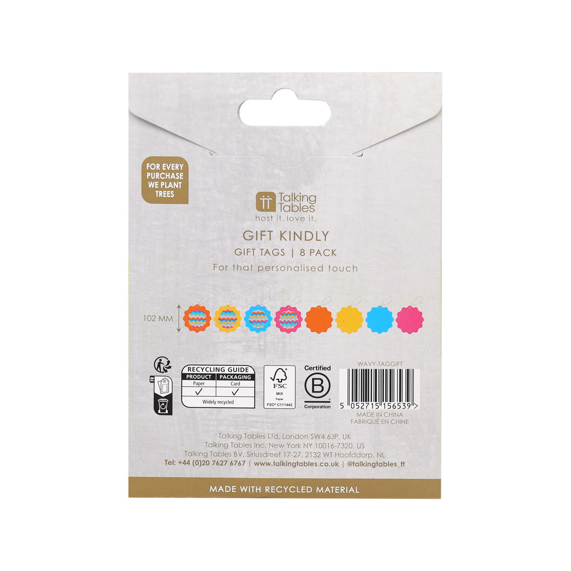 Colourful Wavy Gift Tags – 8 Pack