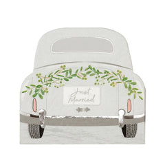 Just Married' Wedding Car Shaped Paper Napkins - 20 Pack