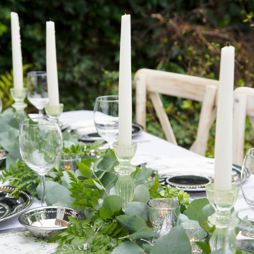 Green Glass Candlestick Holder