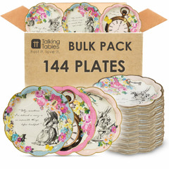 Bulk Pack of 144 Alice In Wonderland Paper Plates - 3 Designs