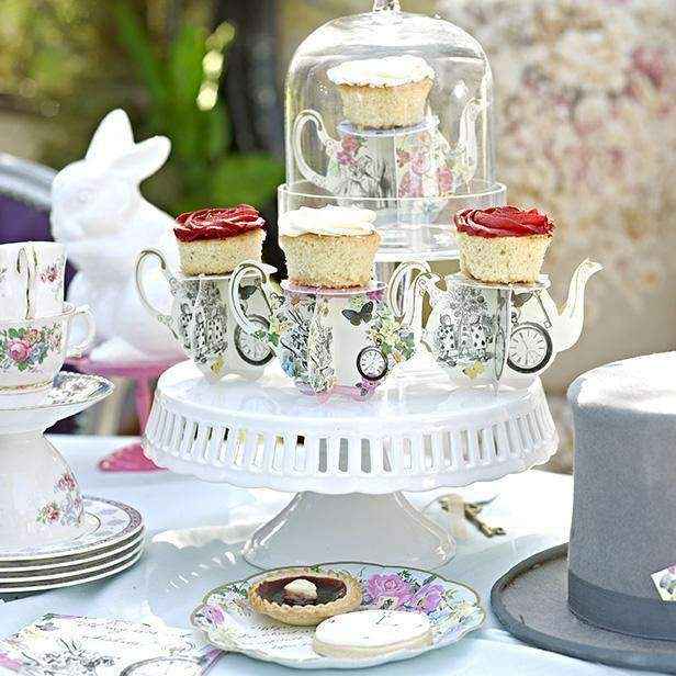Alice in Wonderland Card Teapot Cake Stands