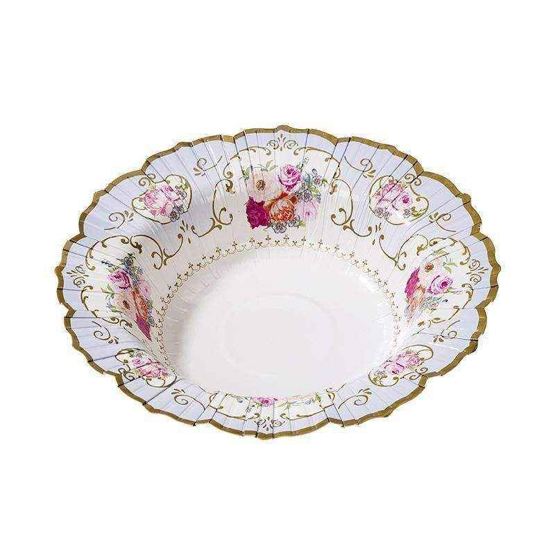 Pink & Blue Floral Paper Serving Bowls - 12 pack