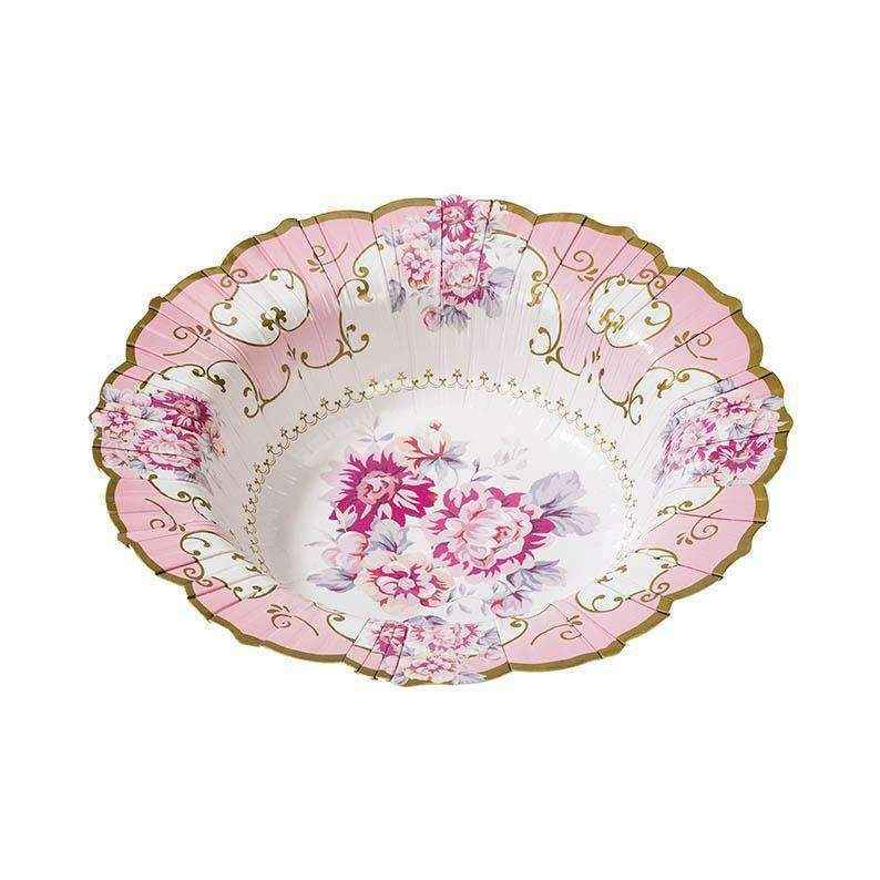 Pink & Blue Floral Paper Serving Bowls - 12 pack