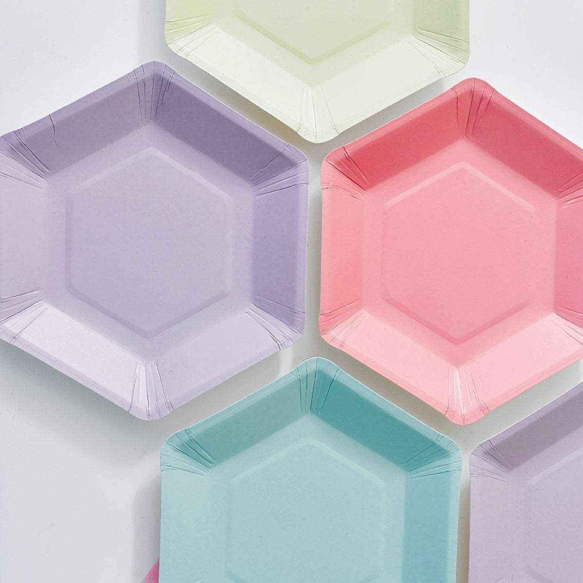 Pastel Hexagonal Plates - 12 Pack